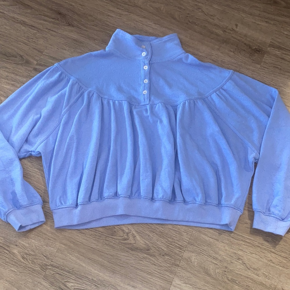 Aerie Blue Button-Up Sweatshirt